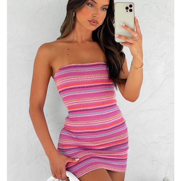 White Fox Boutique Dresses & Skirts - White Fox Boutique Pink and Purple Striped Mini Dress